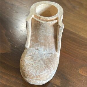Hand Carved Wooden Boot Decor